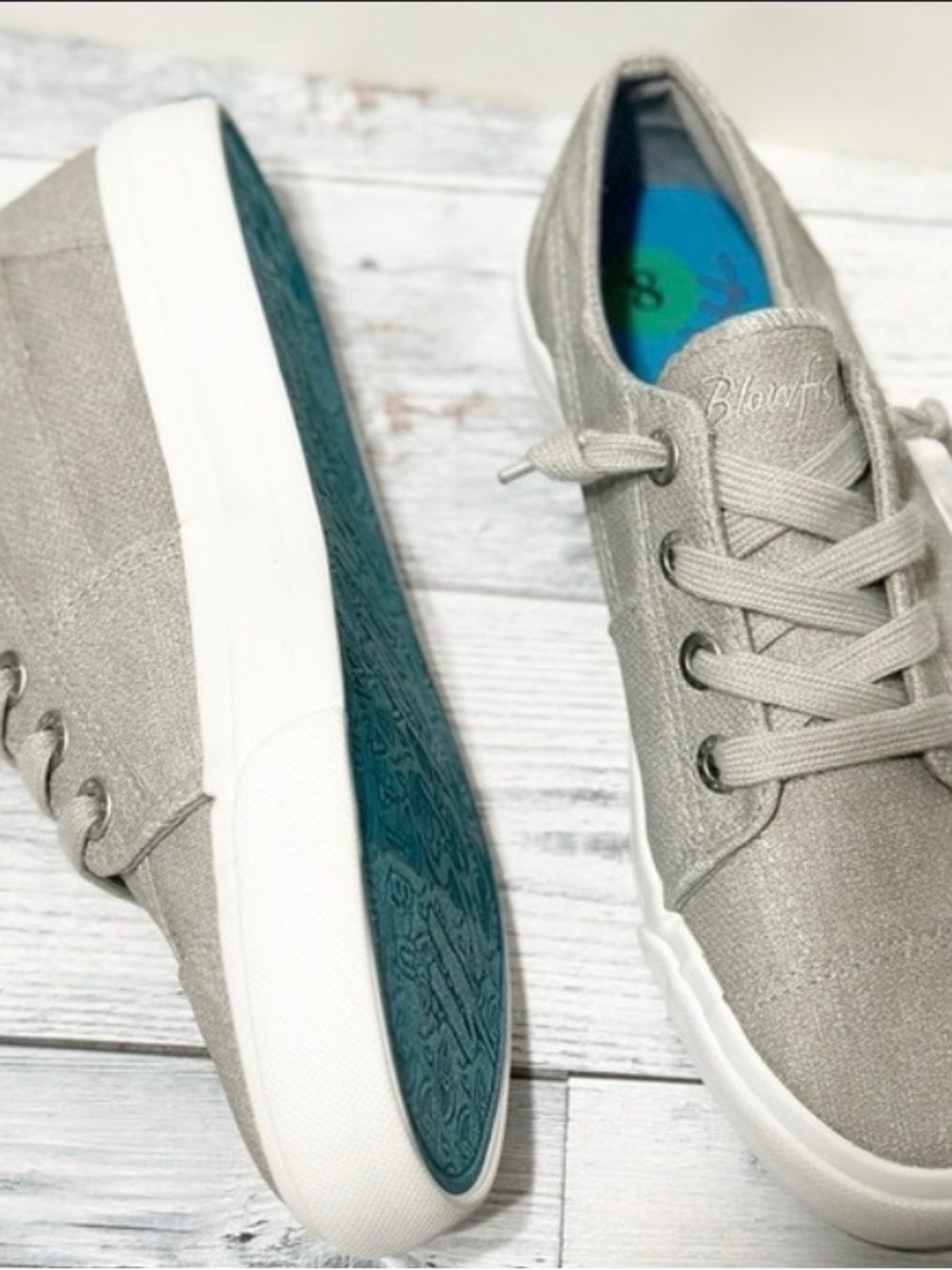 Blowfish Silver Gray Canvas Low-Top Sneakers